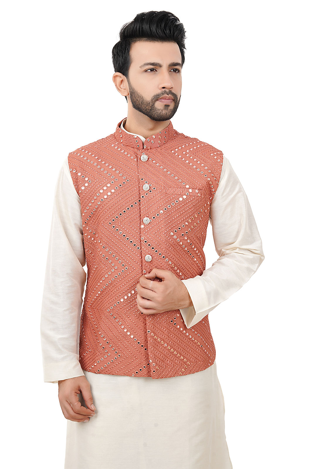 Men’s Mirror Work Ethnic Waist Coat /Nehru Koti