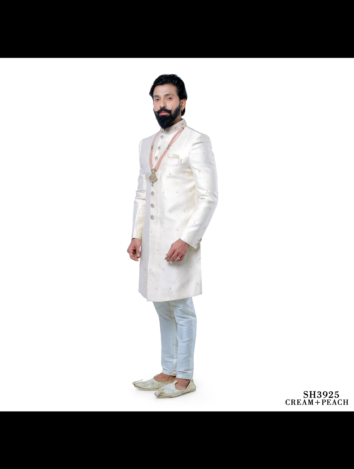 Cream and Peach Sherwani