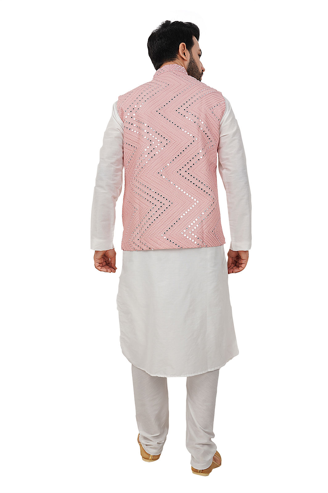 Pink Mirror work Kurta Pajama set