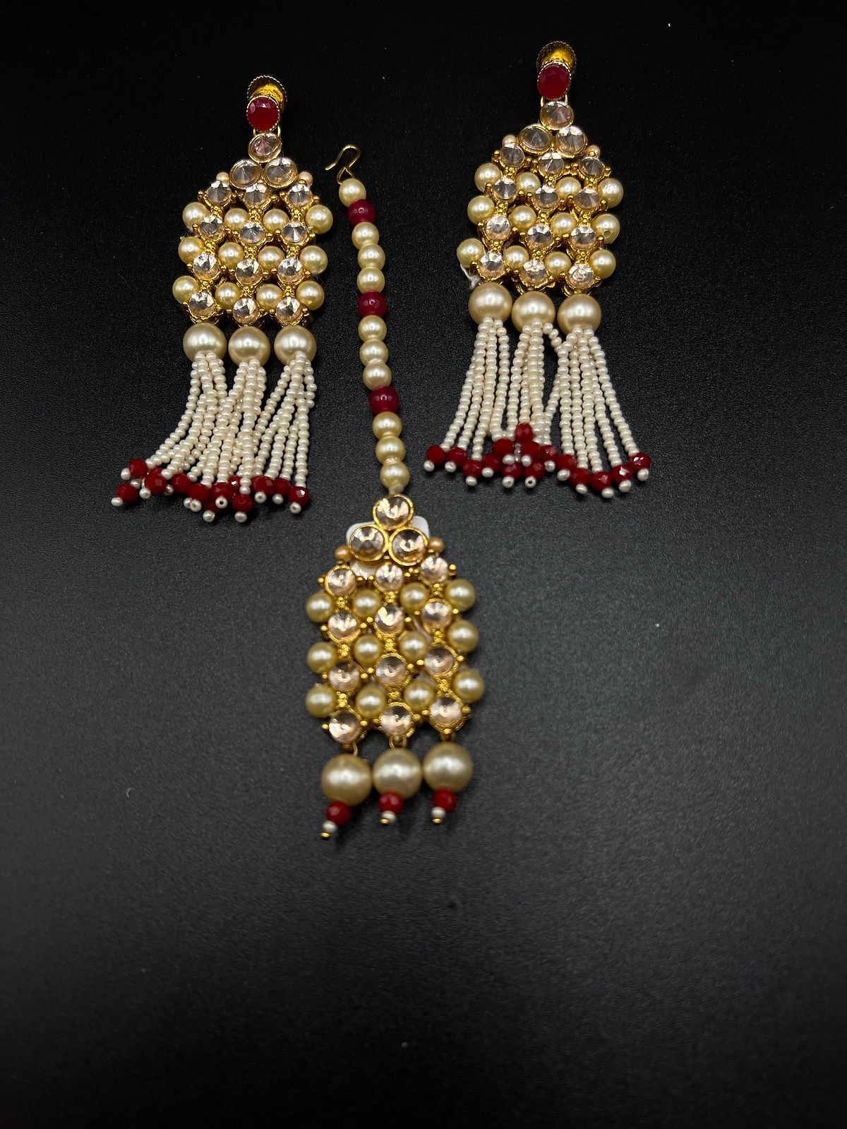 Pearl  Choker set with earrings & maang tika 