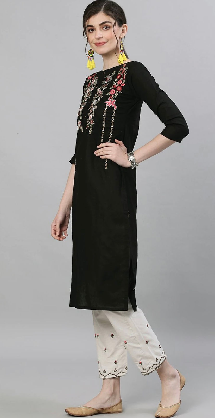 Embroidered black & white 2PCs Set