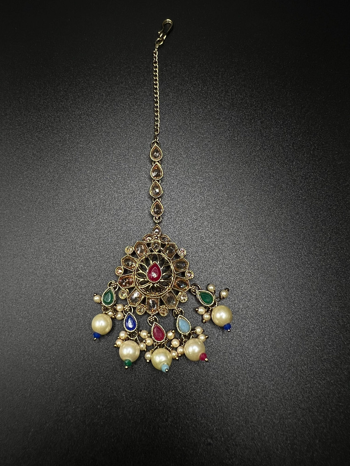Multi-color gold maang tika