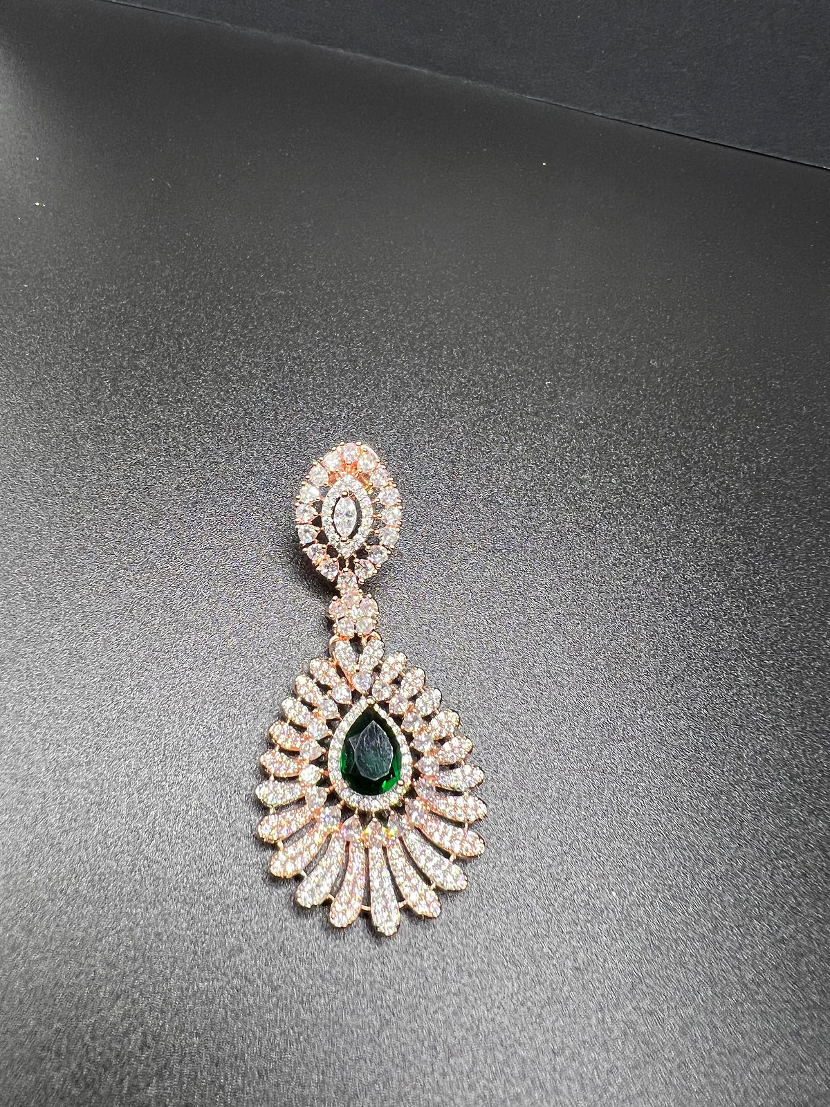 Rose Gold & Emerald Green  jewellery set with earrings 