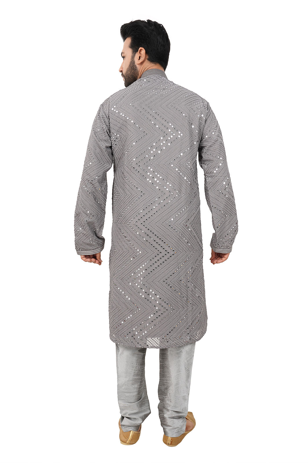 Grey mirror work Kurta set