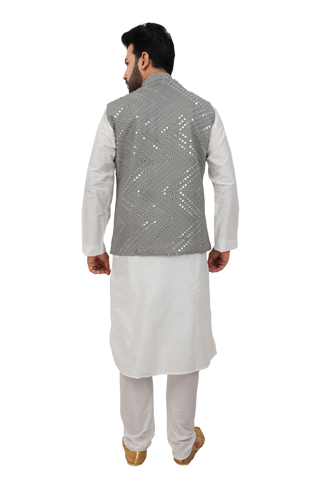 Grey mirror work Kurta set