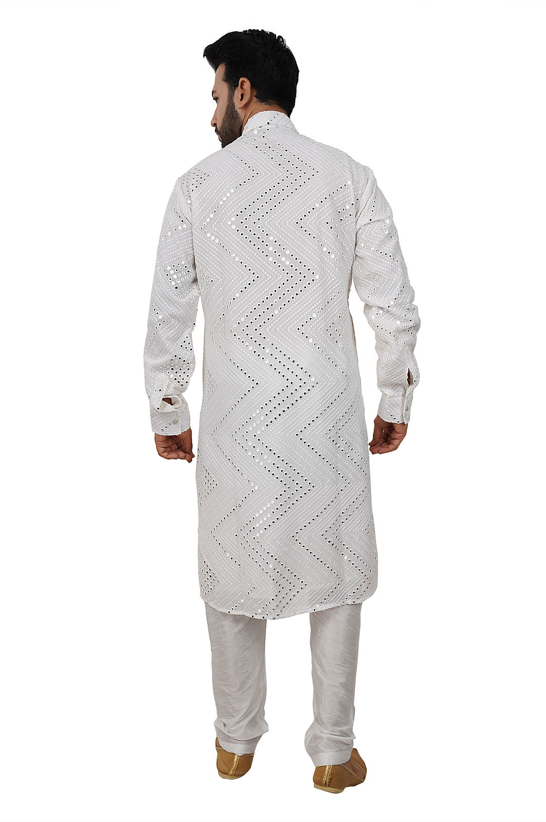White mirror work Kurta set