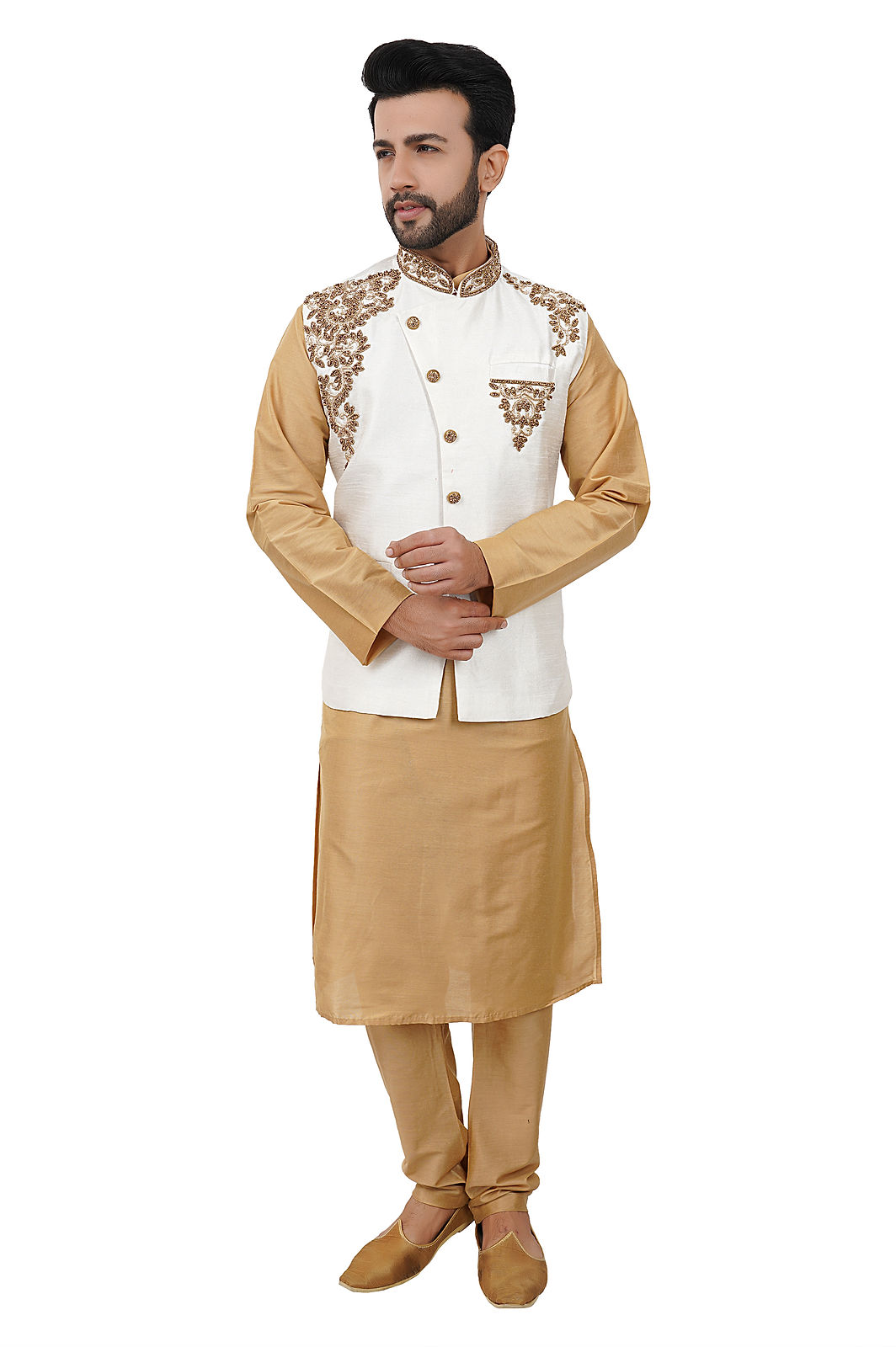 Gold Embroidered Men’s Ethnic Waist Coat