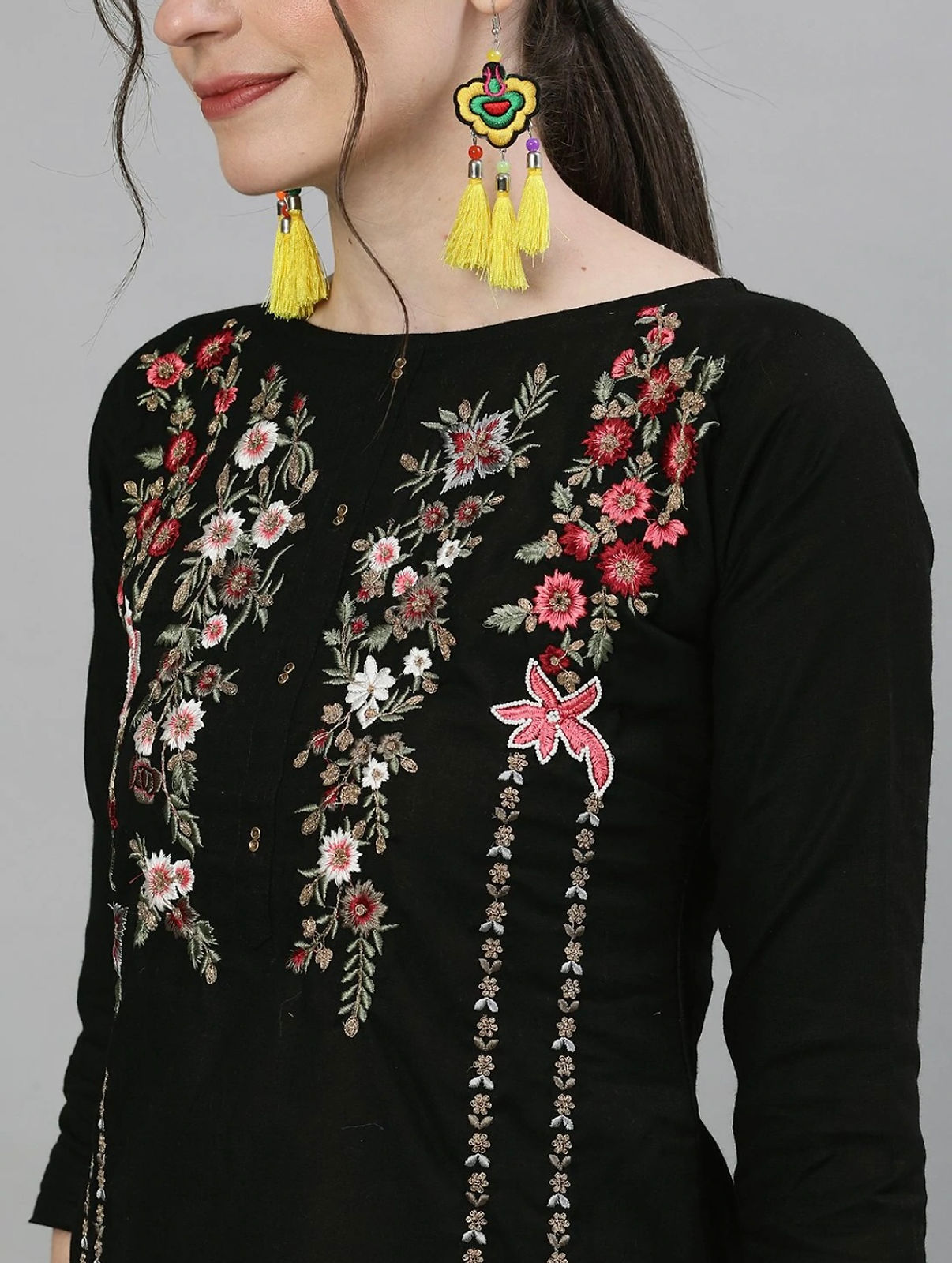 Embroidered black & white 2PCs Set