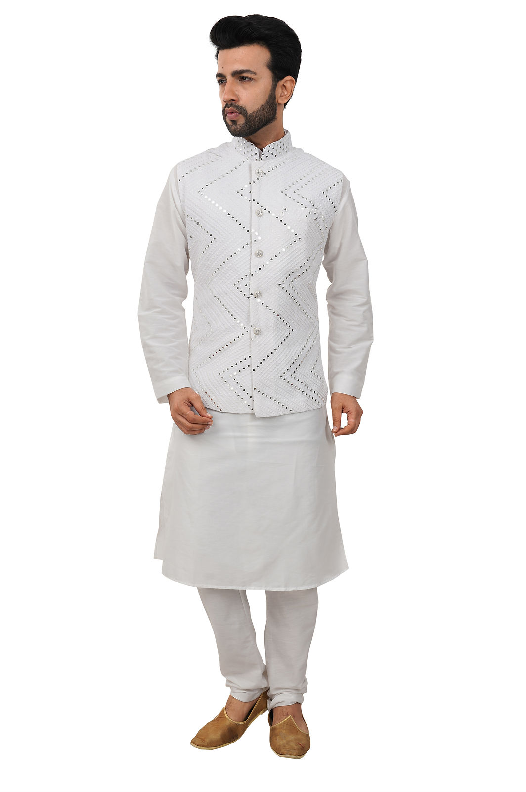White Mirror Work Kurta set